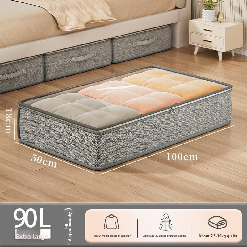 Bed Under Clothes Storage Bin With Lid Foldable Nonwoven Fabric For Bedroom Organization