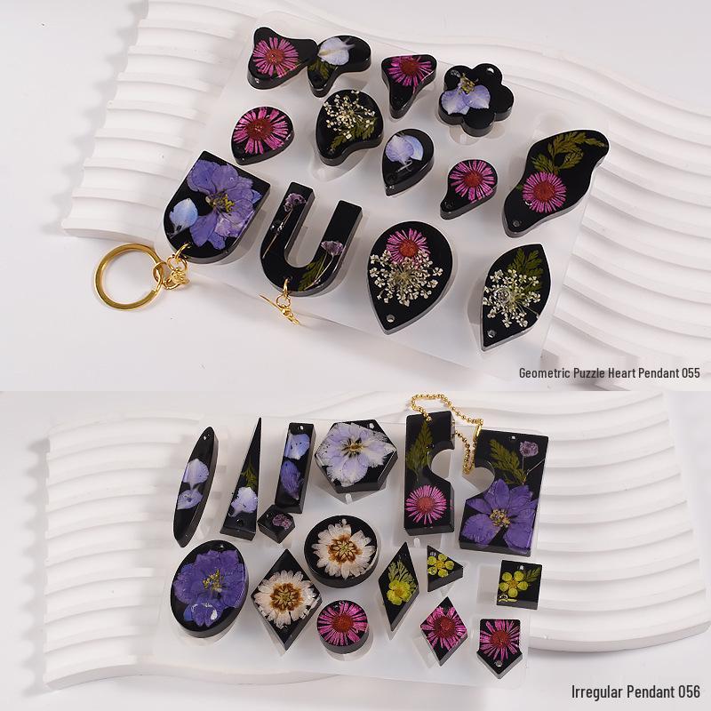 Poppy DIY Silicone Molds for Crystal Epoxy Resin Earrings and Heart, Triangle, Oval Pendants