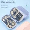 14 Piece Deluxe Manicure & Pedicure Set Pink And Blue Stainless Steel Nail Scissors, Clippers, Ear Digging Spoon for Men & Women