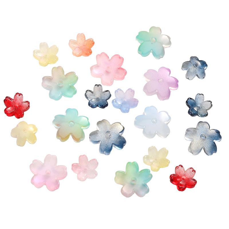 Glass Gradient Cherry Blossom Three-dimensional Accessories Beading Accessories Handmade Diy Bracelet Spacer Beads Accessories Strings Loose Beads