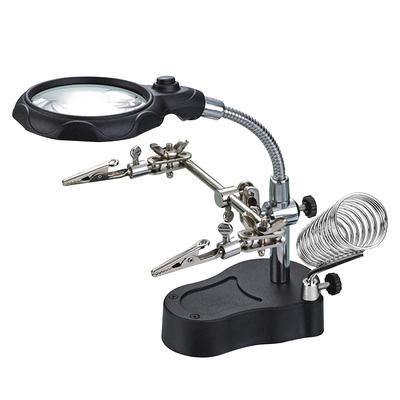 3.5X 12X Desktop Magnifier LED Light Helping Hands Table Magnifier Glass Stand with  Clips Adjustable Magnifying Glass