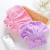 Coral Velvet Bowknot Princess Shower Cap - Soft, Water-Absorbing High-Density Hair Drying Hat