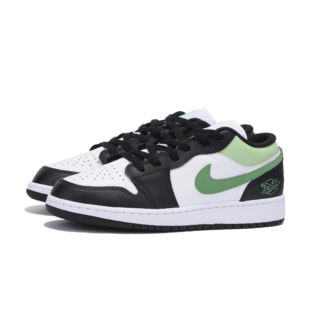 Jordan Air Jordan 1 Abrasion Resistant Slip Resistant Low top Vintage Basketball Shoes Men's Black White Green 553558-131(Team85-)