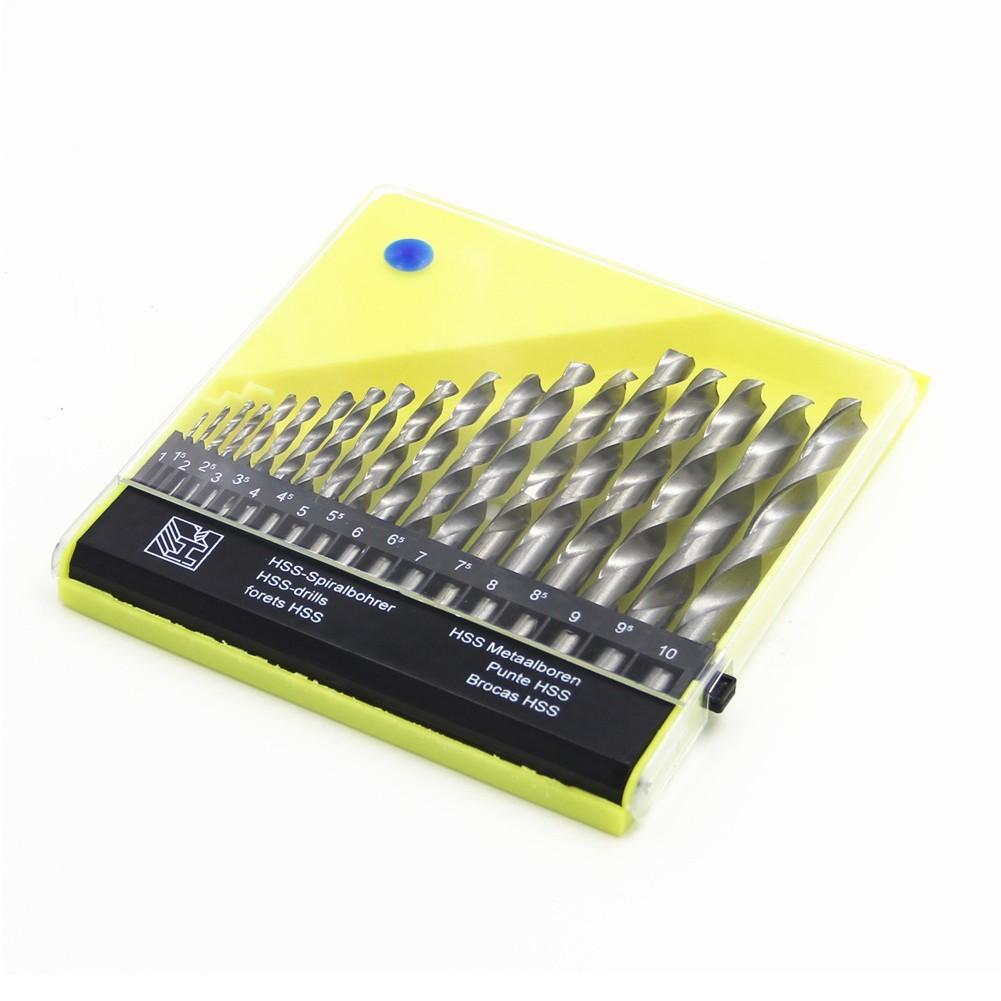 

Сверла 1-10 мм, 19 шт., золото. Длительный срок службы. серебряный