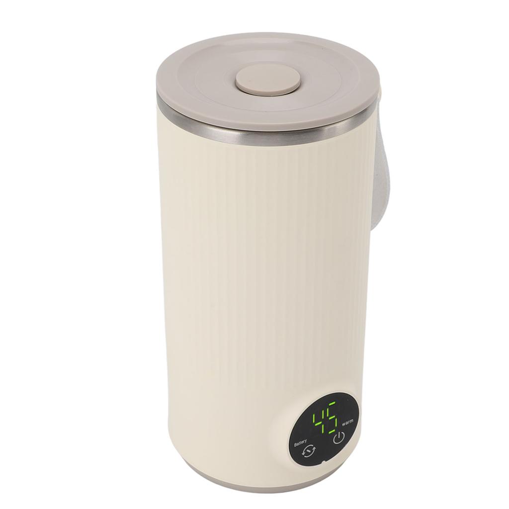 Tragbarer Milchwärmer und Mixer, Elektrischer Milchschaumer, Schnelles Aufheizen, Automatische Abschaltung, Integrierter rotierender Rührer, für Kaffee-Milch, Kabellos, 400 ml, Warm