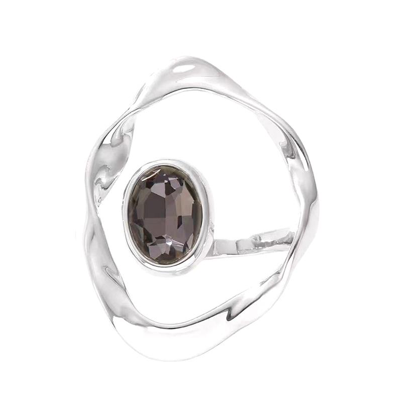 Rhinestone Big Open Ring Charm Finger Silver Geometric Twist Ring Simple Hyperbole Women's Ring Party Jewelry