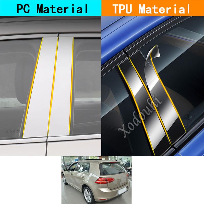 Car TPU/Glossy Mirror Pillar Post Cover Door Trim Window Sticker For VW Volkswagen Golf 7 Golf7 2013 2014 2015 2016 2017-