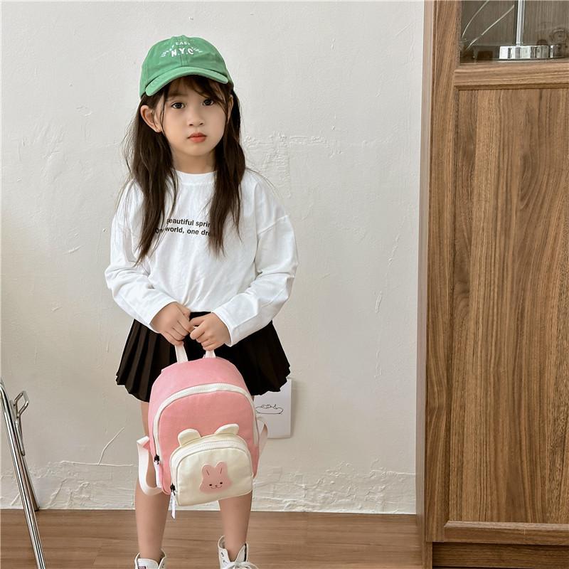 Adorable Cartoon Bunny Kids Backpack Colorful Plush Dual Shoulder School Bag For Boys And Girls