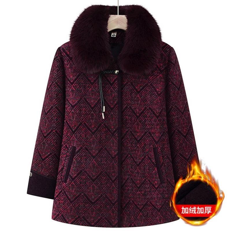 

Autumn and winter woolen coat, winter top, old lady mink coat thickened 1XL [recommended 80-50kg]