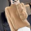 Thick Loose Sweater Women Half Turtleneck Knitted Sweater for Women Solid-color Casual and Warm Pullover