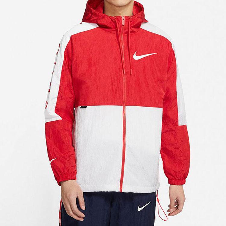 Nike Sport Splice Large Hook Hooded Logo Jacket Men Jackets Red White DJ4131-657