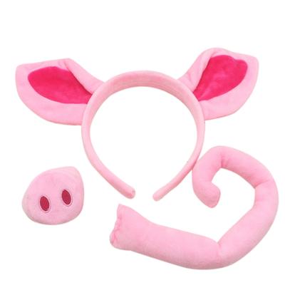 New! 3pcs/set Animal Costume Set Children Super Soft Pig Headband Nose Tail Three-piece Set For Party