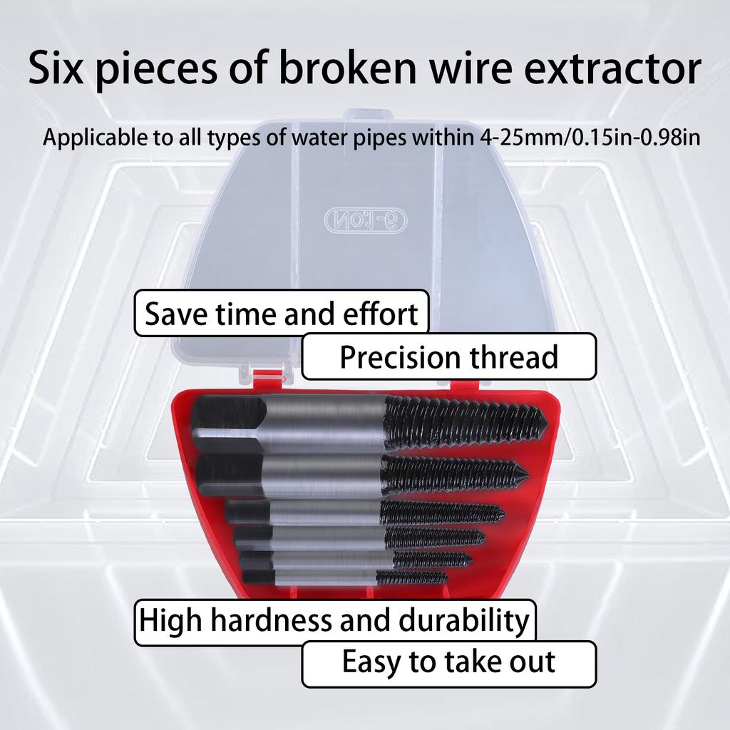 6-teiliges professionelles Schraubenausdreher-Set Geeignet für abgebrochene Schrauben und Bolzen bei Sanitärreparaturen Entfernen beschädigter Schraubenrohre