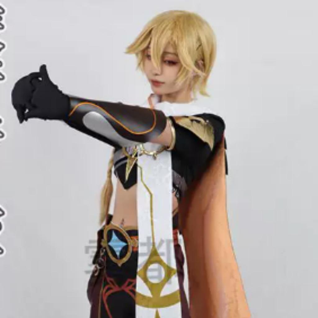 Genshin Impact Costume Cosplay Aether Uniforme da Carnevale per Adulti Parrucca Costumi per Feste di Halloween Anime Maschera Donna Gioco