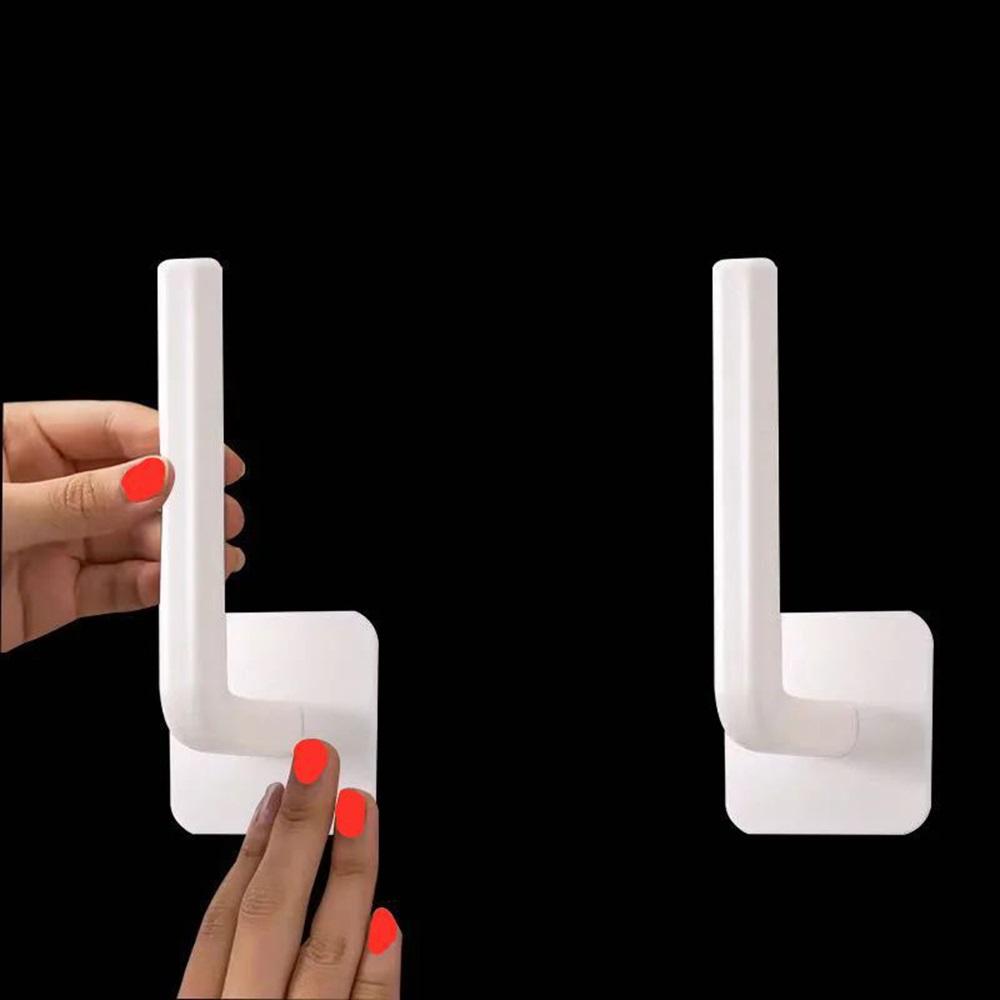 2Pcs No Hole Multifunctional Hooks Lazy Rag Hangers Kitchen Wall Mounted Paper Towel Organiser