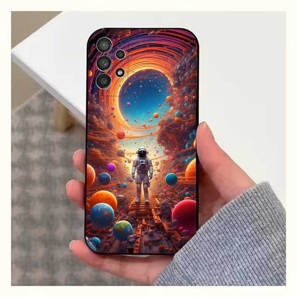Universe Art Astronaut Case For Samsung S23,S25,S20,S10,S9,S21,S24,S22,Ultra,FE,Plus,Lite,Soft Silicone Black
