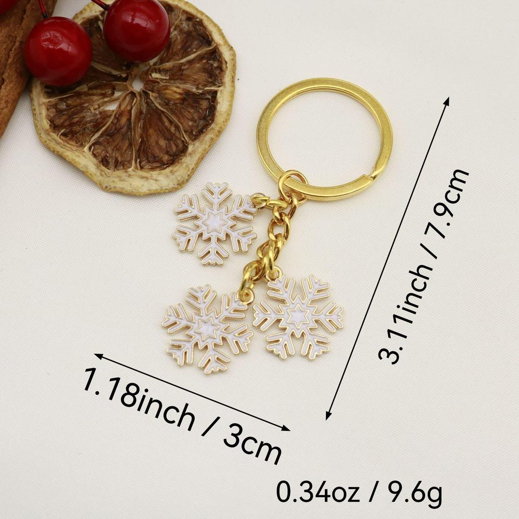 European & American Christmas Snowflake Keychain with Bell Pendant - Creative Alloy Ornament Gift