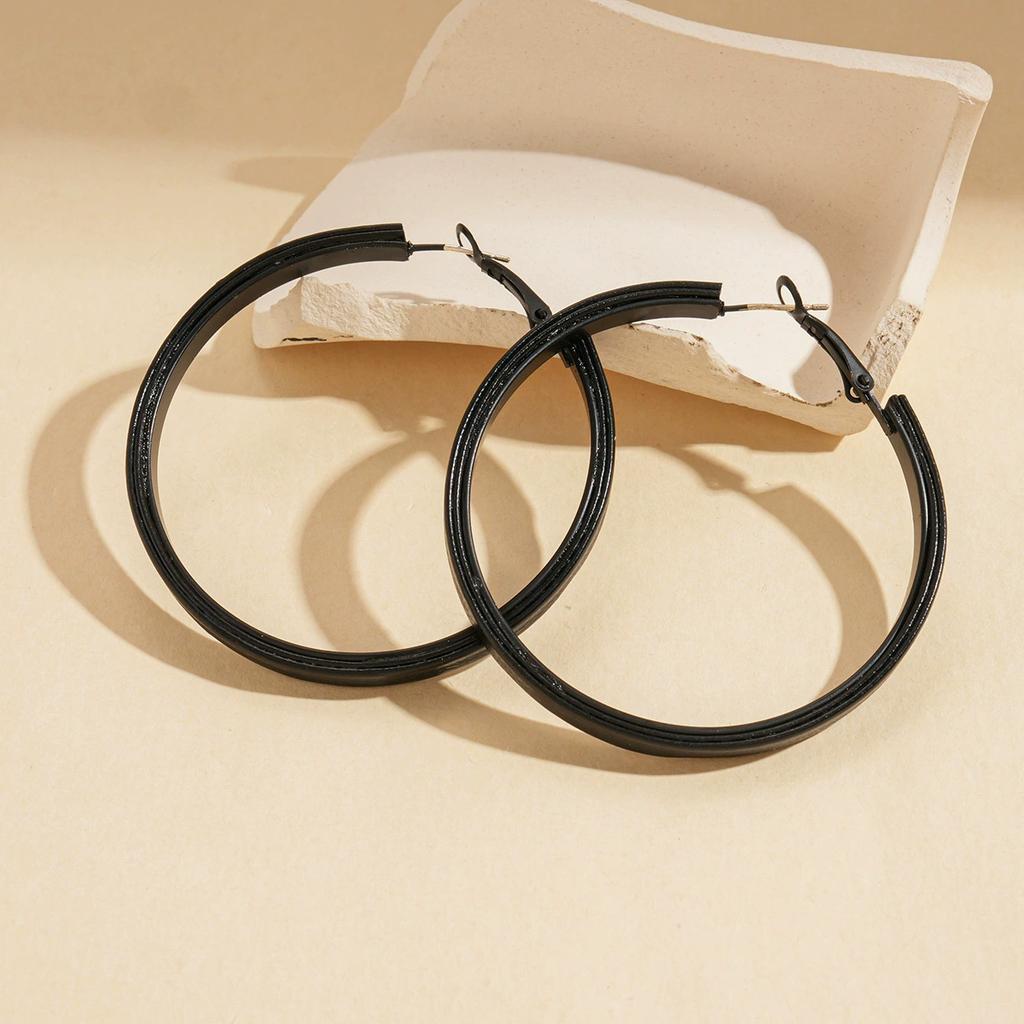 5cm Big Hoop Earrings for Women Fashion Punk Black White Round Circle Dangle Earrings Personality Geometry Party Jewelry Gifts