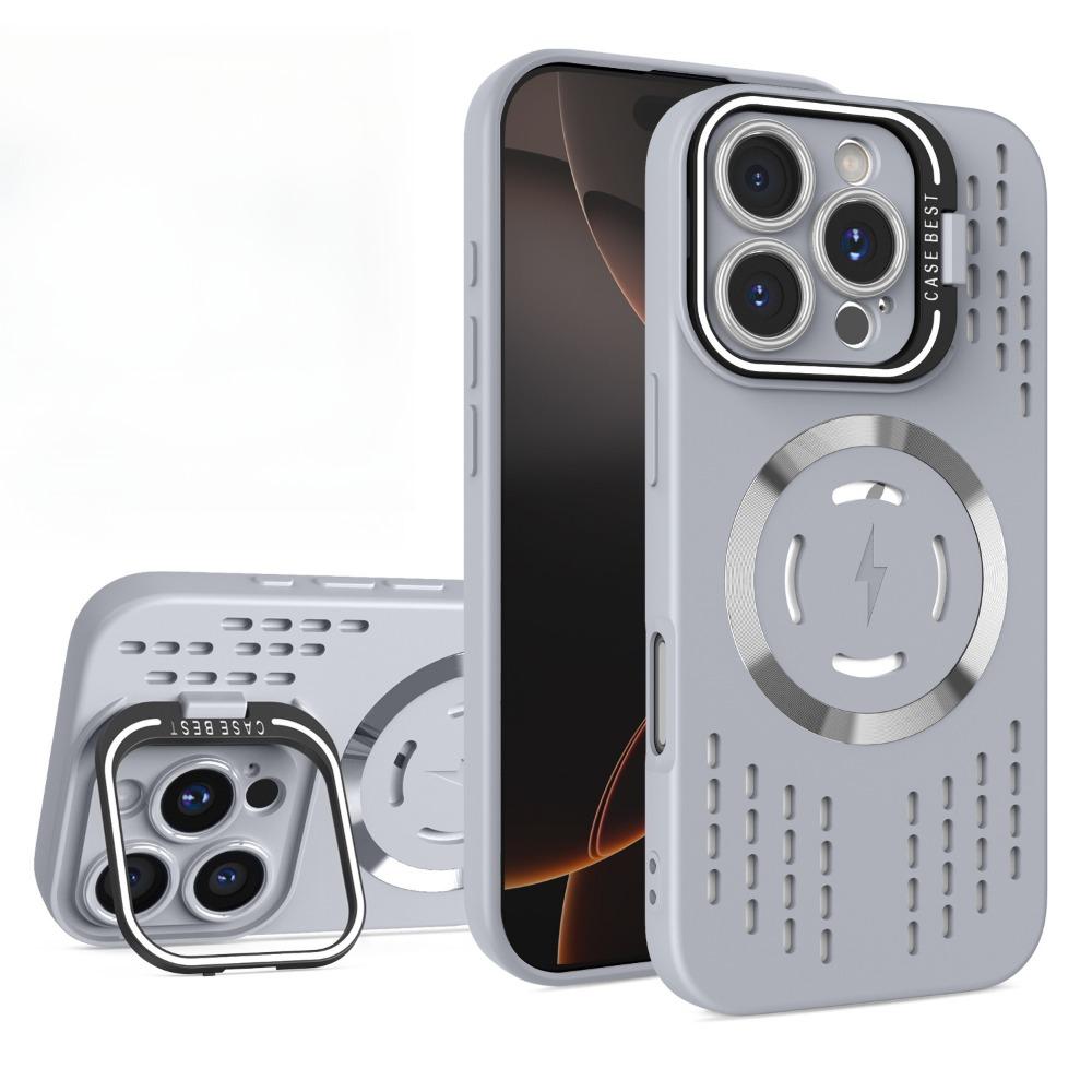 IPhone 15 16 Pro Max 16e 14 Plus 13 12 11 Wireless Charging Cover Flip Lens Stand for Magsafe Heat Dissipation Phone Case