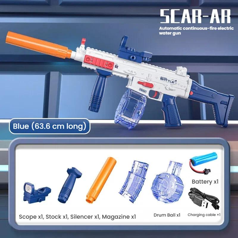 SCAR Electric Water Gun Pistol - Automatic Shooting Game Toy Summer Outdoor Beach Water Fight Toy Gifts