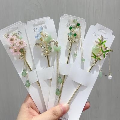 Fee Blume Quaste Haarnadel Für Frauen Handgefertigt Öl Tropfend Floral Haarstab Schmuck Metall Haaraccessoires Mädchen Haarnadel 1 Stück