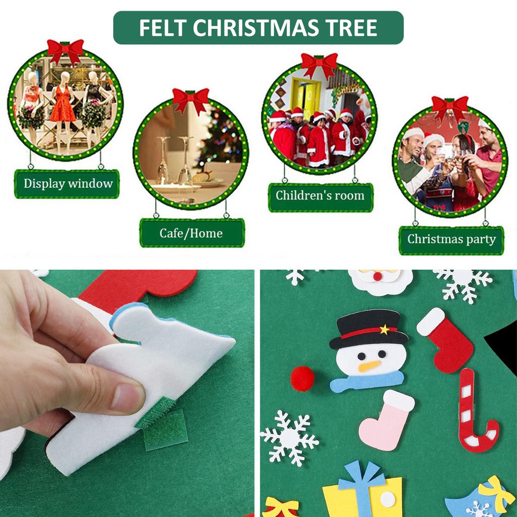 DIY Crafts LED Felt Christmas Tree Toys Door Wall Ornaments Christmas Tree Kids Toy for Gift Christmas Party Decoration for Home