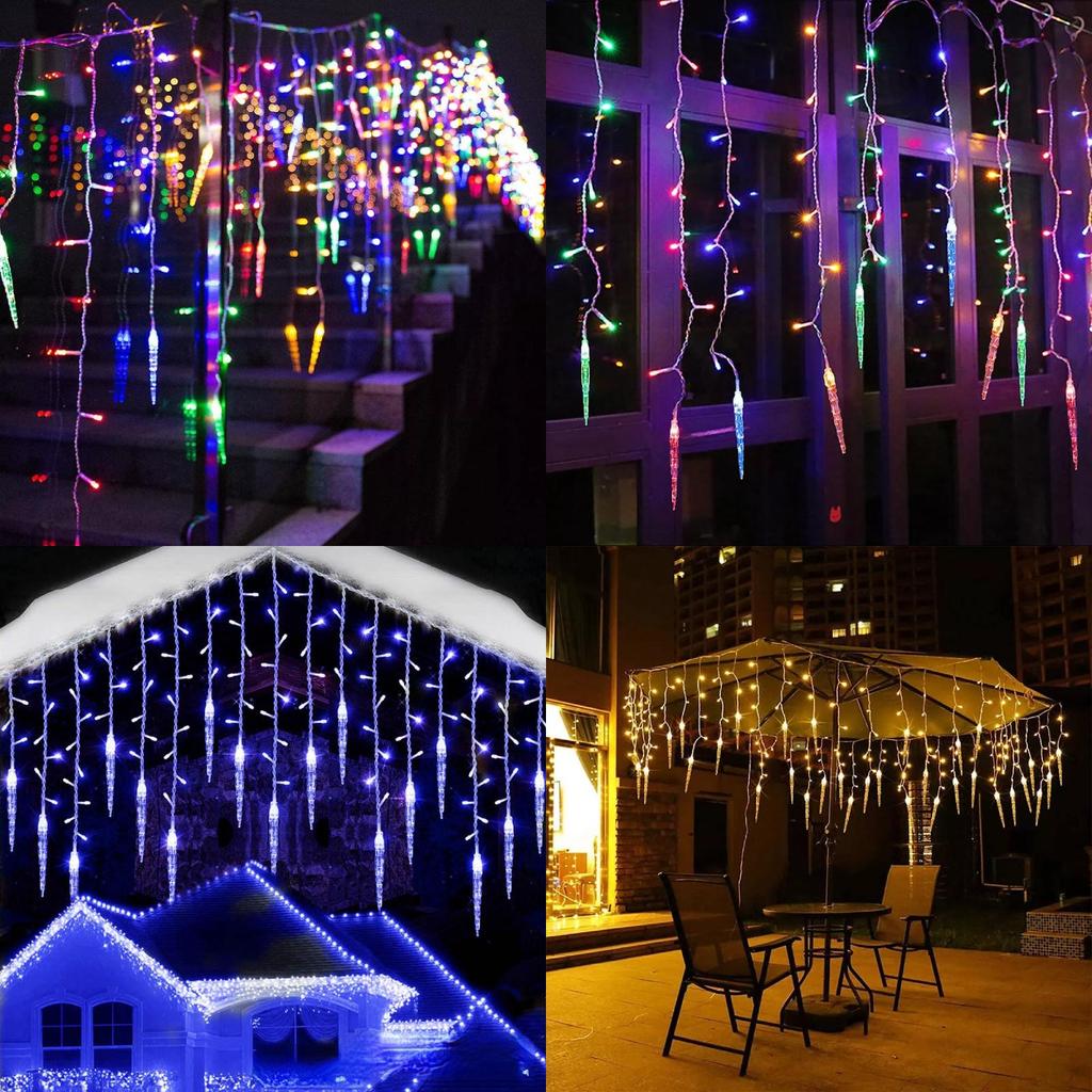 Beautiful Led Icicle String Lights For Holiday Decor Featuring Multiple Color Variations And 96 Led Bulbs