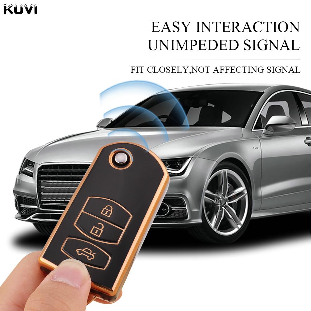 Fashion Tpu Car Folding Key Case Cover Shell For Mazda 3 5 6 Series M6 Rx8 Mx5 2 3 Button Protector Keyless Fob Bag Accessories