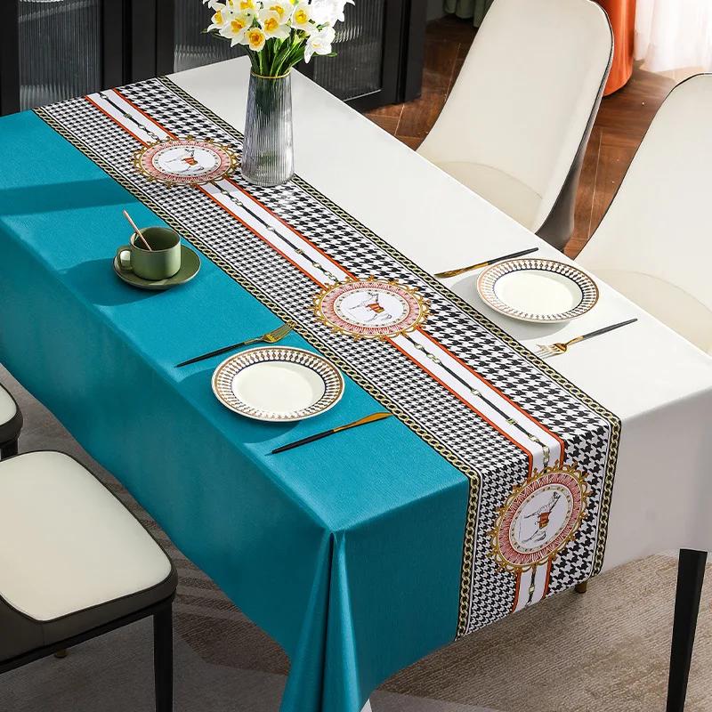 Neue hochwertige PVC-Tischdecke Wasserdicht Ölfest Verbrühschutz Einweg Leichter Luxus Rechteckige Tischdecke