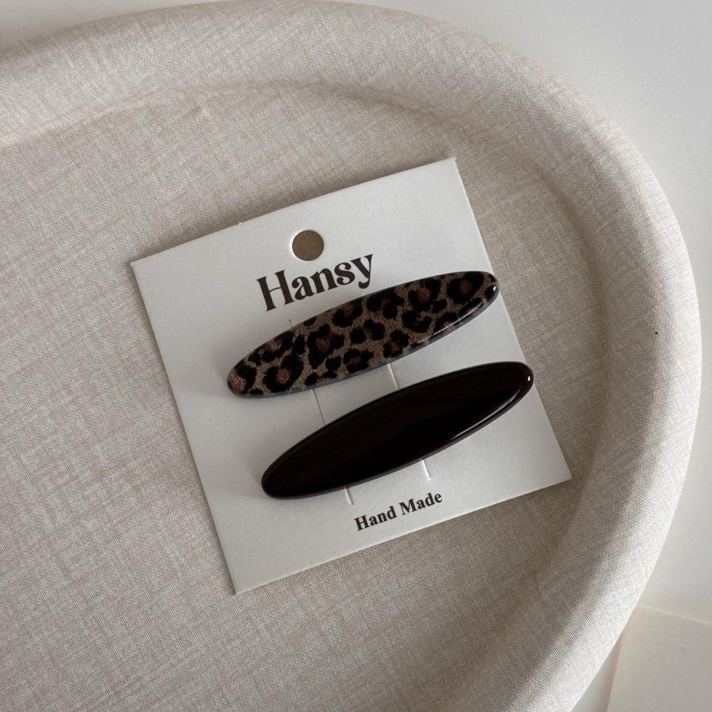 2Pcs Coffee Leopard Print Hairpin Side Clip Side Bangs Clip Temperament Love Duck Bill Clip Female Word Hairpin Hair Accessories