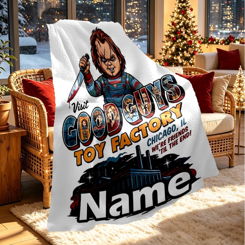 Custom Name Personalized Bride of Chucky Print Blanket, Home Decor, Bedroom, Sofa, Camping, Couch, Gifts for Birthday Christmas
