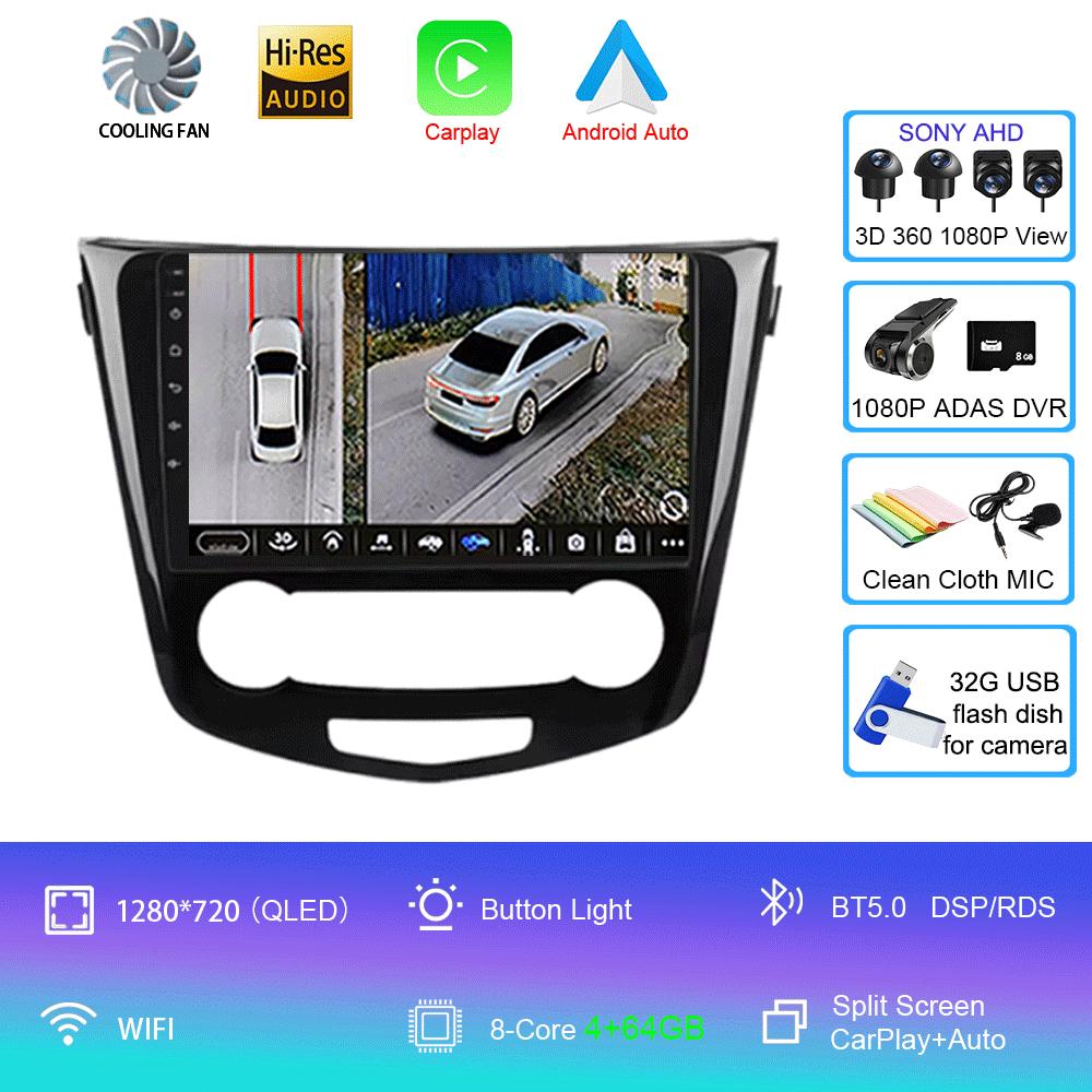 2 Din Android 14 Car Radio For Nissan Qashqai 2 J11 X-Trail T32 Rogue 2013-2021 Multimedia Player 2Din Carplay Stereo DVD