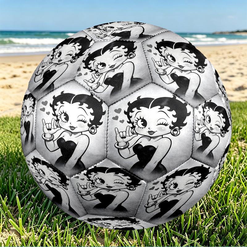 Betty Boop Print Size 5 Soccer Ball, PU Wear Resistant Football for Match Training and Daily Practice, Birthday Gift for Soccer Fans