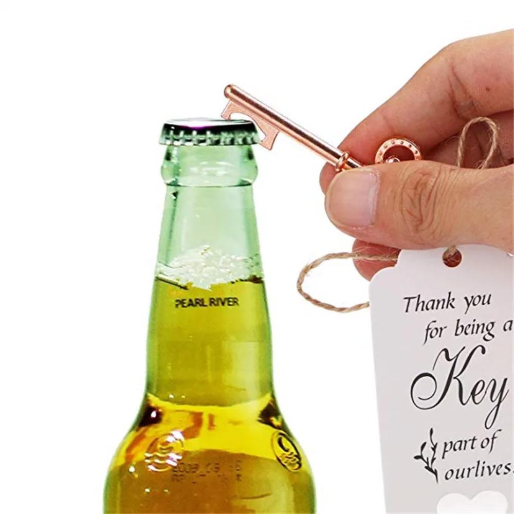 10pcs Gold Wedding Bottle Key Opener with Tag Antique Copper Bottle Key Opener Wedding Souvenir Decor Gift Party Favor Supplies