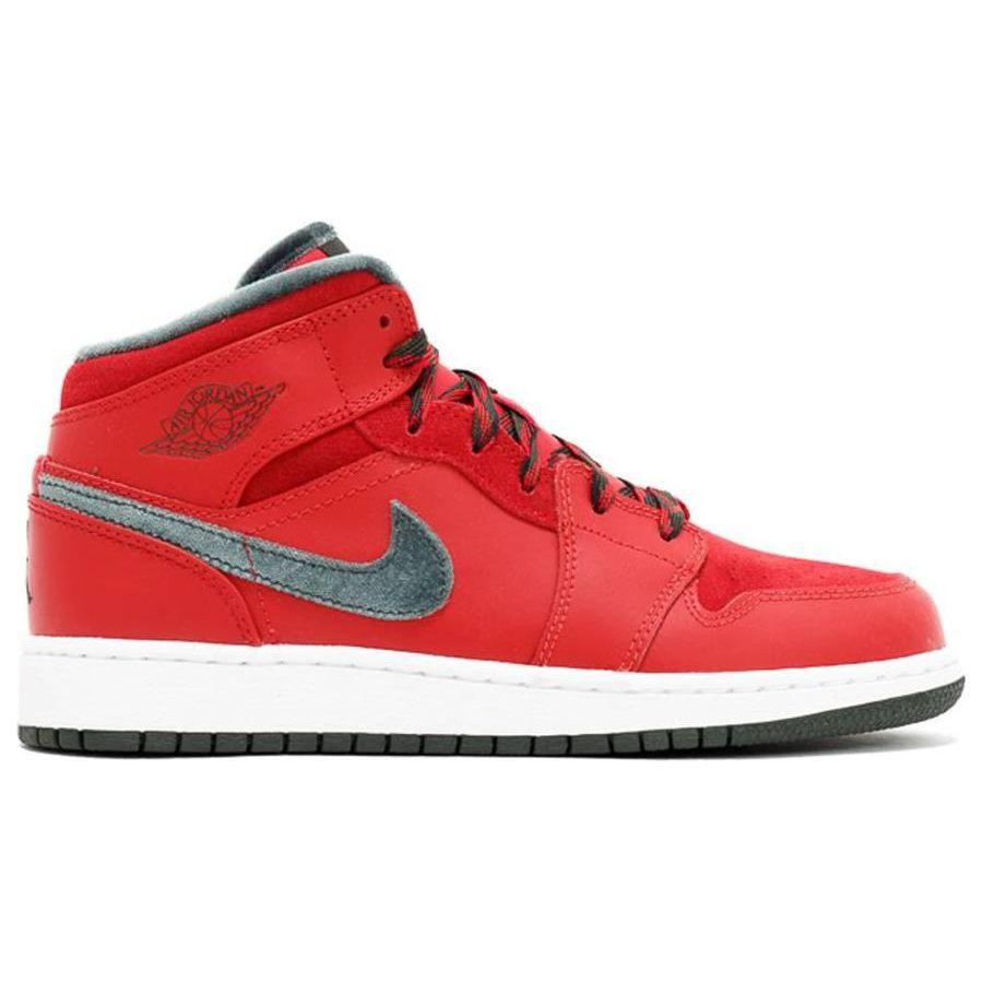 Air Jordan 1 Mid Premium BG Varsity Red Kids Sneakers Dark-Army-White 619049-631