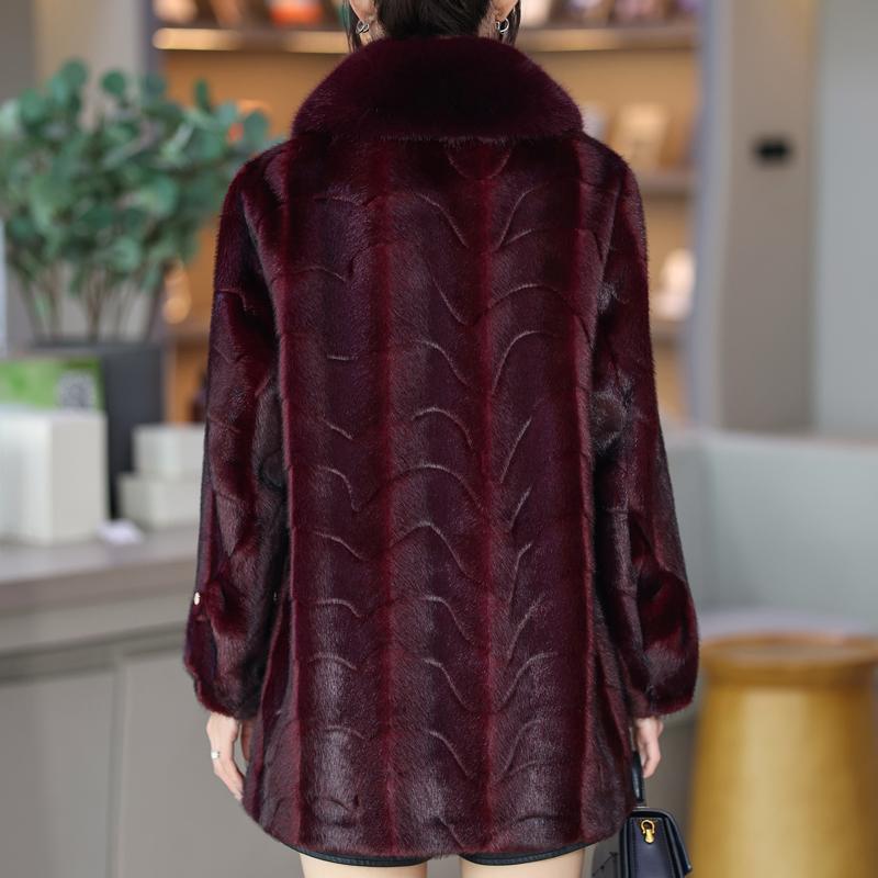 Kabát z umělé kožešiny pro ženy středního věku Zimní svrchní oděvy Elegantní silné teplé kožešinové bundy pro ženy Oblečení