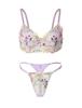 ohyeahlady Embroidered Bra and Panty Plus Elegant Mesh Elegant Sexy Size 2XL Women's Set, Size, Lingerie, Pants, Purple,