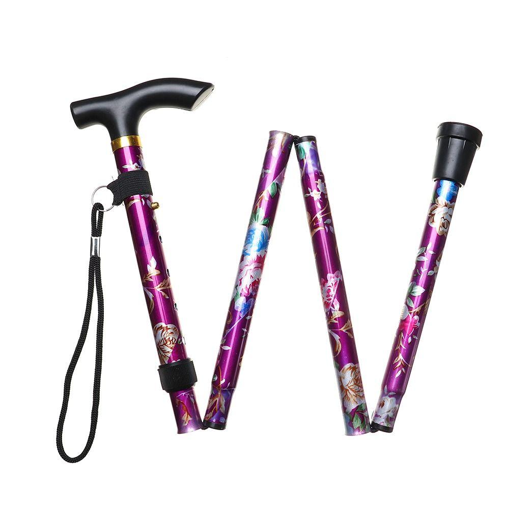 Crutches Collapsible Cane Walking Sticks Telescopic Sticks Foldable Alpenstocks Floral Metal Cane