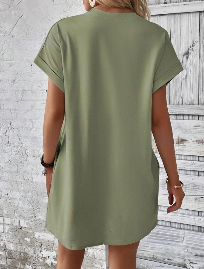 European and American Casual Batwing Sleeve Dress with Invisible Pockets (2024)