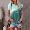Summer Round Neck Gradient Short Sleeved Top 3D Dandelion Love Pattern Printed Women's T-shirts