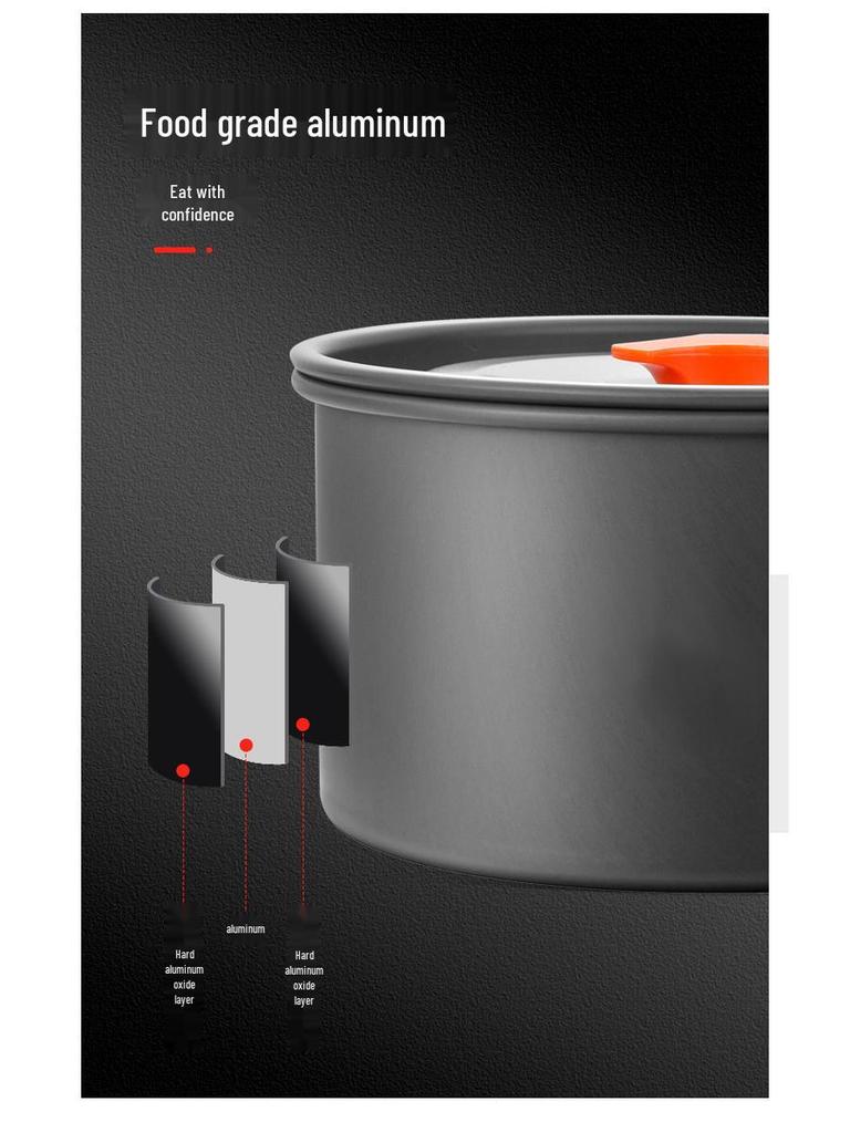 Portable Outdoor Camping Cookware Set: Folding Aluminum Alloy Pots & Kettle