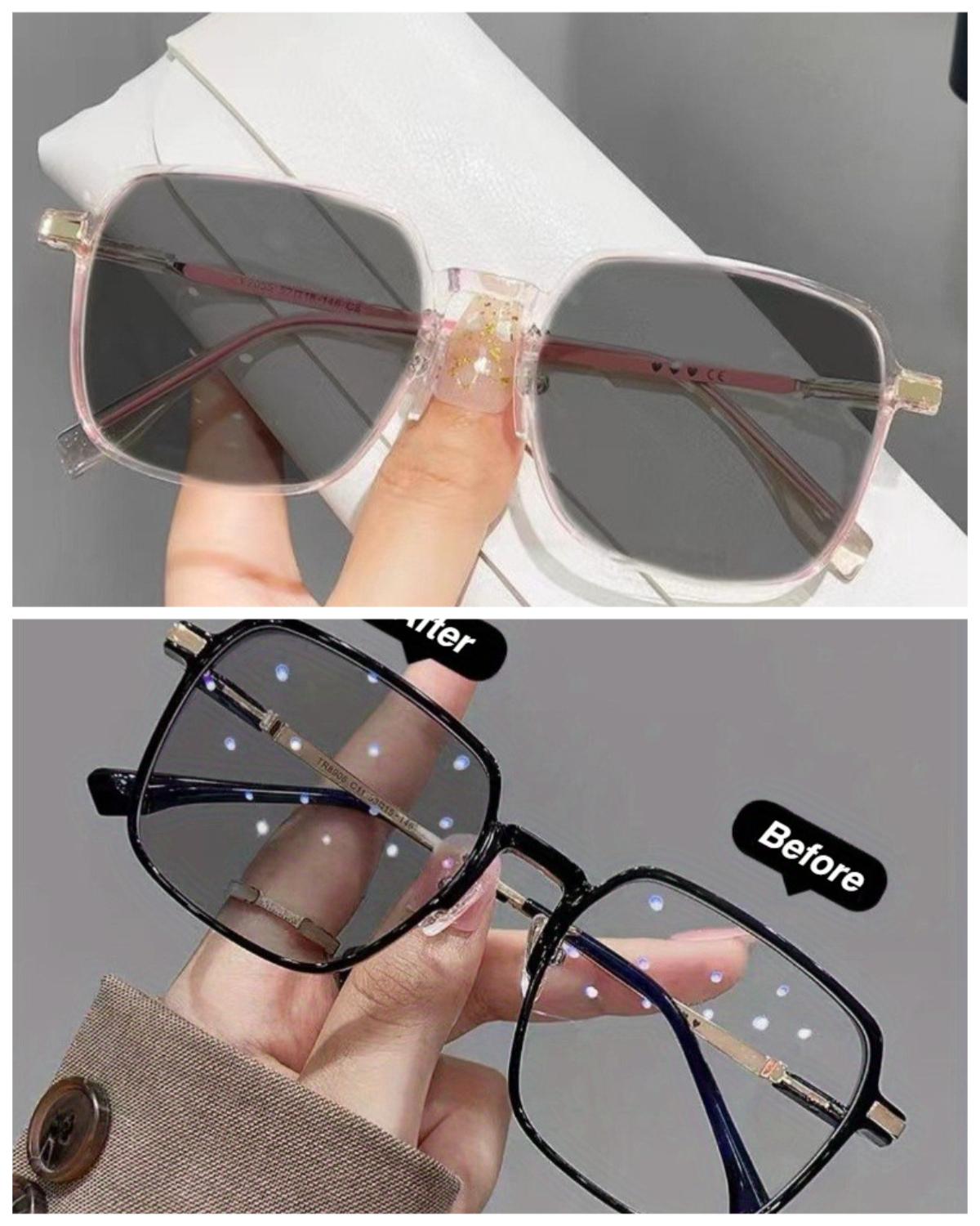 

+ 100 + 4002pcs Stylish brown large frame square color changing reading glasses for womenhigh-definitionreadingglasses 2