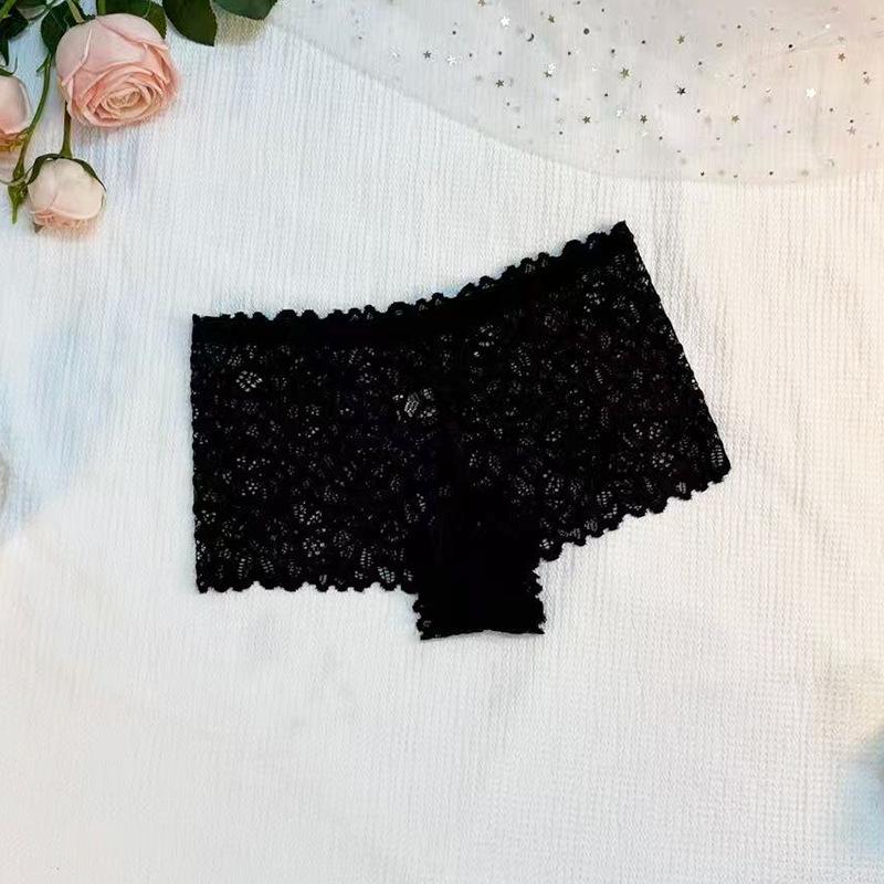 Ladies Summer Sexy Lace Jacquard Breathable Transparent Low Waist Flat Angle Briefs