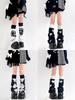 Y2K Black & White Wide-Leg Slouch Socks: Millennium Hot Girl Autumn/Winter Calf Flare Warmers