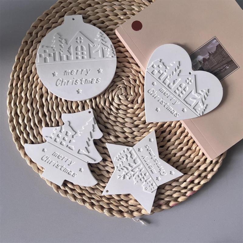 Holiday Ornament Silicone Mould Round Heart Shape Crafting Supplies for Candle Soap Baking Projects