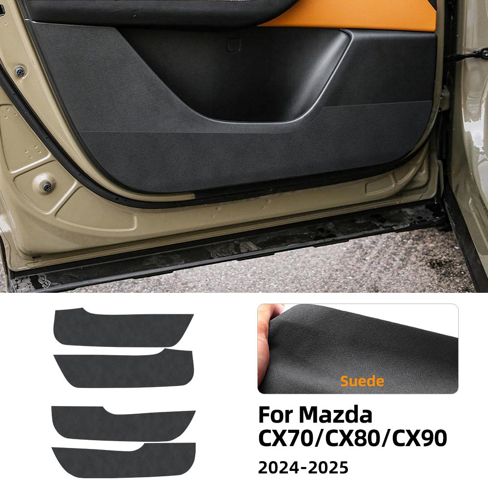 For Mazda CX70 CX80 CX90 CX-70 CX-80 CX-90 2024 2025 Suede Door Anti-kick Sticker Pad Interior Trim Mat Accessories