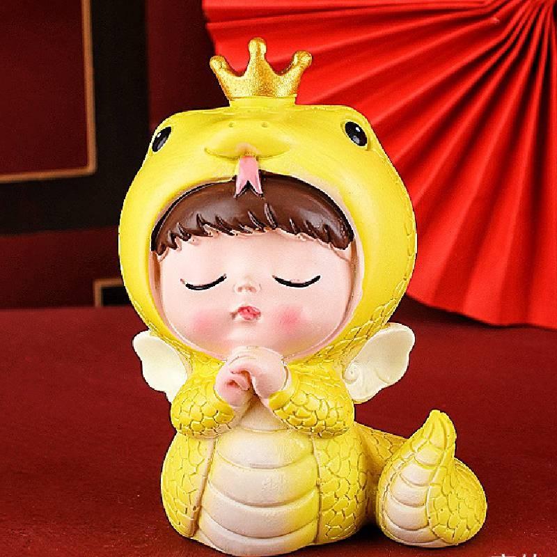Year The Of Snake Mascot Toy Resin Cake Decoration Doll Room Gifts Decorate