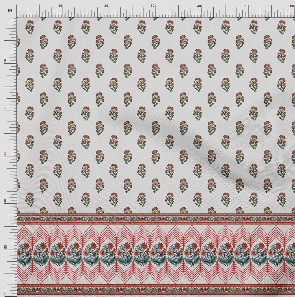 Soimoi Japanischer Krepp-Satinstoff, gestreift, Blätter und Blumen, bedruckt, Meterware, 107 cm