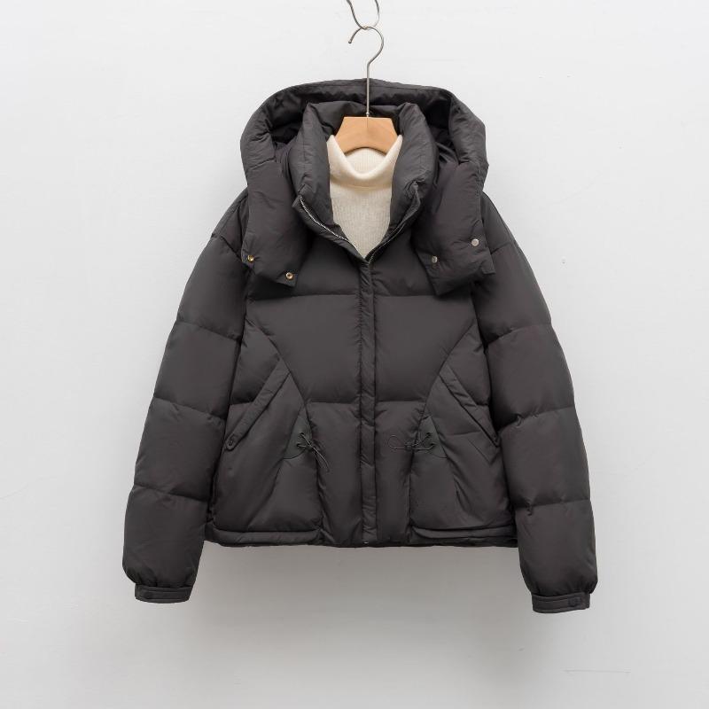 

Простой теплый новый утолщенный пуховик оверсайз женский L серый