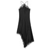 Cross-Border Foreign Trade 2026 European and American Style Fashion Women's New Lace-Trimmed Silk Satin Texture Irregular Strap Dress